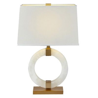 BABETRUE Table Lamp Modern Mid Century Modern White Fabric, Metal, Marble Table Lamp