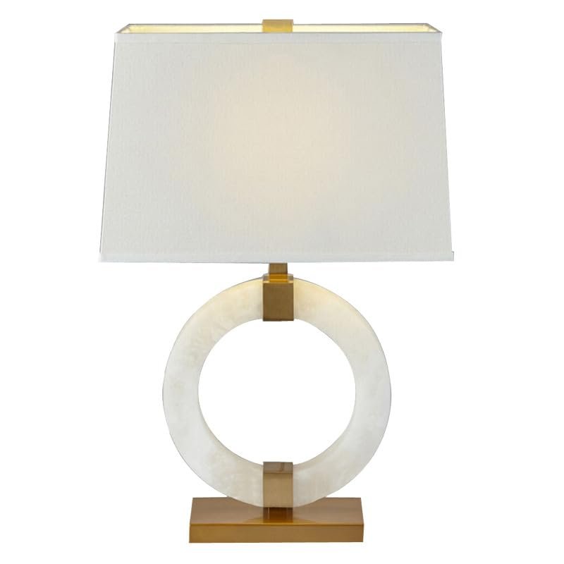 BABETRUE Table Lamp Modern Mid Century Modern White Fabric, Metal, Marble Table Lamp