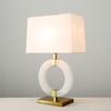 BABETRUE Table Lamp Modern Mid Century Modern White Fabric, Metal, Marble Table Lamp view 2