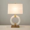 BABETRUE Table Lamp Modern Mid Century Modern White Fabric, Metal, Marble Table Lamp view 4