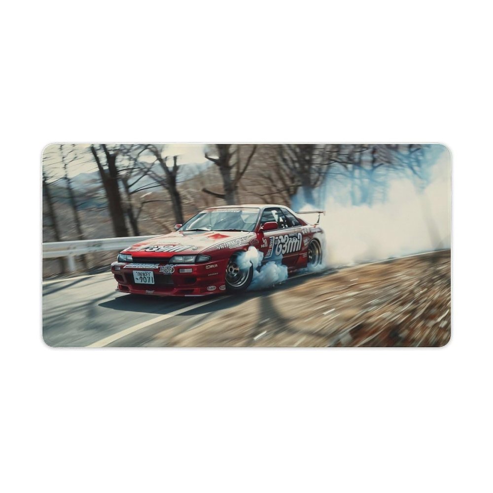 FoRes JDM Large Gaming Mouse Pads Japanese Drift Car S13 Smoke JDM Desk Mat Non-Slip Rubber Base Laptop Computer Accessories Supplies Writing Pad for Office Home 30x60cm, Style