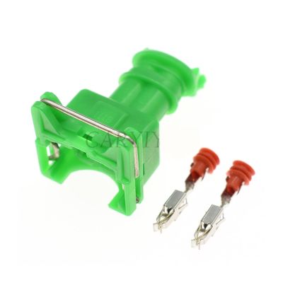 TakenE 1 Set 2 Pin EV1 Car Fuel Injector Plug Connector Junior Power Timer JPT Jetronic Kits 282189-1 Fit Compatible Car Green Blue Yellow Grey (Color : Green)
