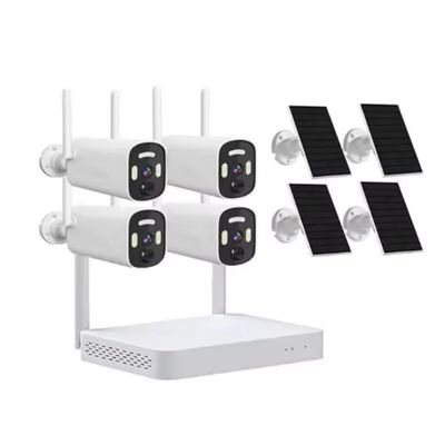 AKAVIG Outdoor 4MP Solar Energy Security Camera Kit with 4 Cameras, 4CH Wireless WiFi Solar Power Surveillance Camera NVR System with Color Night Vision, Two Way Audio