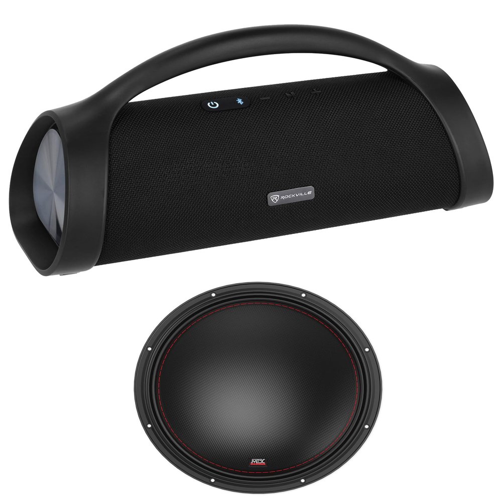 Audiosavings Bundle:(1) MTX 7515-44 15" 1500w Peak/750w RMS Competition Subwoofer Bundle with (1) Rockville Sonic-XXL Huge Portable Bluetooth Speaker (2 Items)