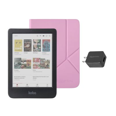 Kobo Clara Colour eReader with Case Bundle (Candy Pink SleepCover, Case + AC Bundle)