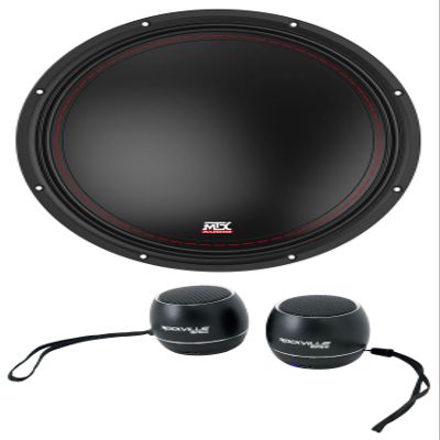 Audiosavings Bundle:(1) MTX 3512-02 12" 500 Watt Peak/250 Watt RMS SVC Car Audio Subwoofer Sub Bundle with (1) Rockville RPB3-BLACK Handheld Wireless Linking Portable Bluetooth Speakers (2 Items)