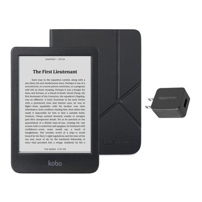 Kobo Clara BW eReader with Case Bundle (Black SleepCover, Case + AC Bundle)
