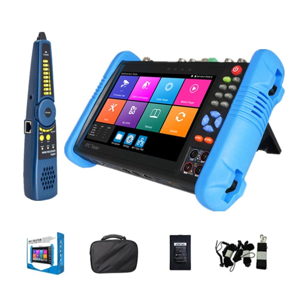 DirectNine Basics 8K 7 Inch Touch Screen 5 in 1 CCTV Tester Support Up to 8K IP Camera & Up to 8MP AHD, TVI, CVI & CVBS Analog Camera, with VGA/HDMI/IP Discovery/WiFi/Cable Testing, IPC-9800CLMOVTADHS Pro