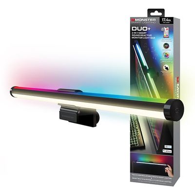 Monster Duo Monitor Light Bar: Reduce Glare, Enhance Comfort, Boost Style, Level Up Your Gaming Atmosphere 2-in-1 RGBIC & Multiwhite LED, App Voice Touch Control, Alexa Google Razer Chroma