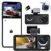 3 Channel Dash Cam, Full UHD Front and Car CameraRear Inside,Car Camera Full HD 170 Deg Wide Angle Dashboard Camera with 64GB Card, 2-Inch Screen,G-Sensor,Loop RecordingNight Vision view 1