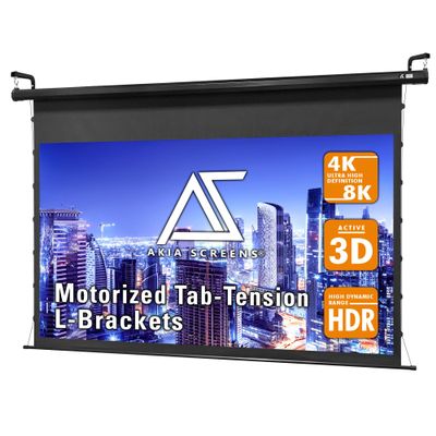 Akia Screens 105 inch Motorized Projector Screen 16:9 Programmable Vertical Drop Position Ceiling Mount or Wall Mount Retractable Projection Screen with 10 inch Universal Bracket