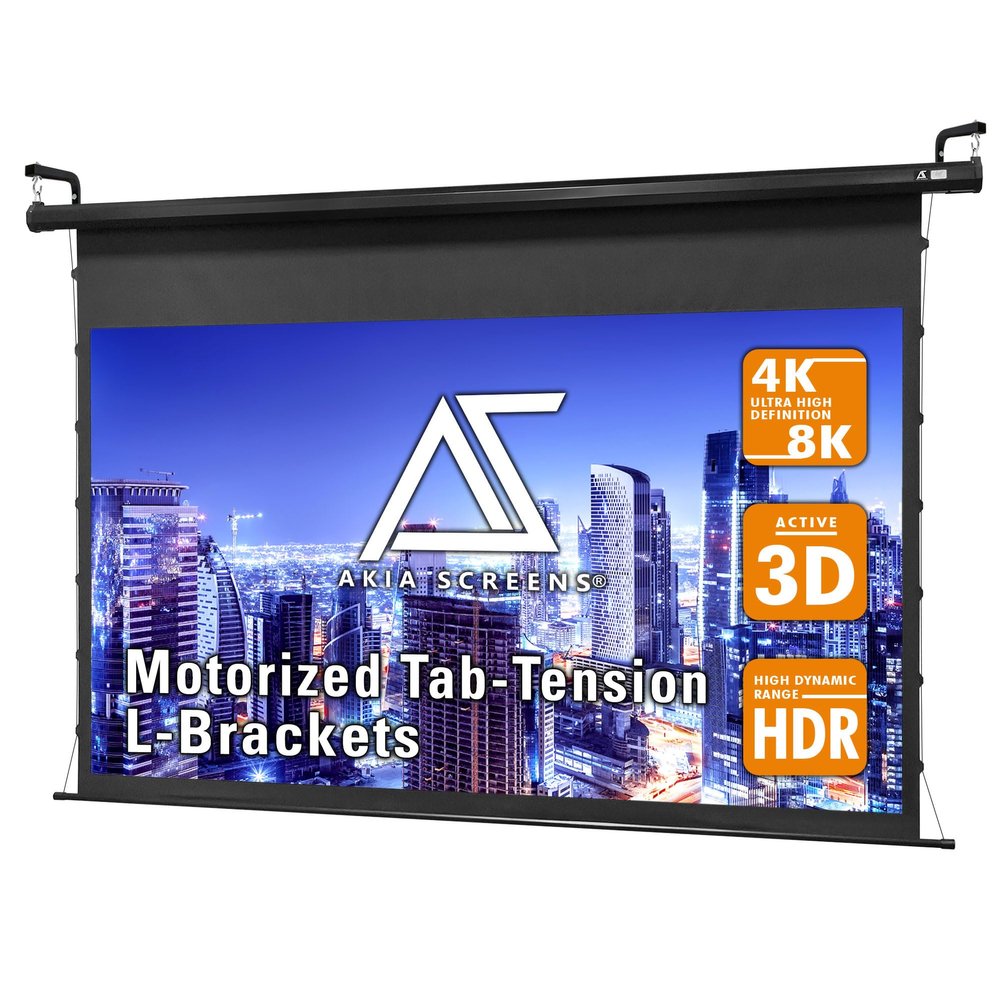 Akia Screens 105 inch Motorized Projector Screen 16:9 Programmable Vertical Drop Position Ceiling Mount or Wall Mount Retractable Projection Screen with 10 inch Universal Bracket