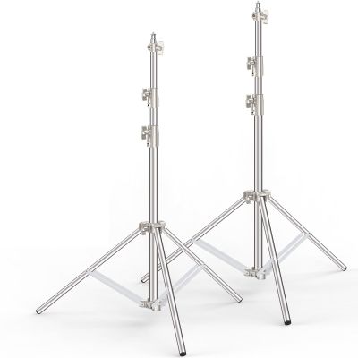 Anautin 9.2 FT Stainless Steel Light Stand Photography, 2 Pack Heavy Duty Photography Tripod Stand with 1/4 to 3/8 Screw Adapter for Strobe,LED Video Light,Ring Light, Monolight, Softbox