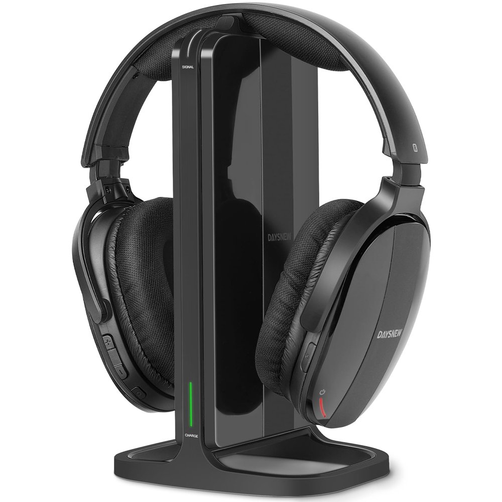 Daysnew Wireless Headphones for TV Watching with Charging Dock & RF Transmitter, Senior-Friendly Over Ear TV Headset, Compatible with Most Televisions