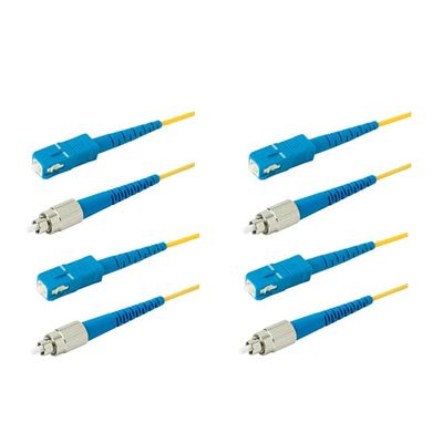 SpeedyFiberTX 4-Pack 95 Meter SC/UPC to FC/UPC 3.0mm Simplex Yellow Riser OFNR Fiber Patch Cable, Corning SMF-28 Singlemode 9/125um OS1/OS2 Compatible Ultra Optical Fiber