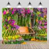 chnywork 10x8ft Spring Garden Backdrop Blooming Flowers Wooden Chair Summer Garden Background Natural Scenic Birthday Wedding Baby Shower Party Decor Photo Booth Studios Props Wallpaper view 1