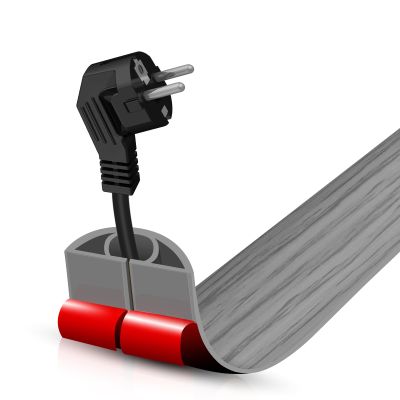 Floor Cord Cover Self Adhesive Cord Hider,3.3FT Cable Management, Extension Strip Protector for Wires, Prevent Cable Trips for Offices, Gyms, Exhibitions Cavity:0.39"(W) x 0.27"(H) Gray Wood