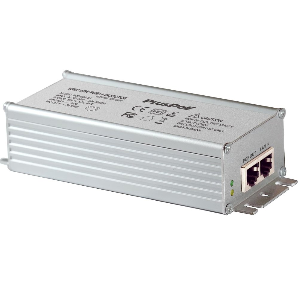 2.5Gb Gigabit PoE++ Injector 90W, 2.5G Gigabit POE+ Power Ethernet Switch, IEEE802.3bt/at/af Compliant, PoE++Adapter (90W), Shielded RJ45, Up to 100m (328 ft), Aluminum Housing