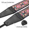 Padwa Lifestyle Pink Flower Camera Strap - 2" Full Grain Leather Ends Camera Straps for Photographers, Vintage Embroidered Cotton Weave Soft Suede Fabric Padded Strap Quick Release fits All Cameras view 2