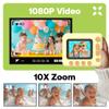 Camnoon Kids Instant Print Camera 1080P Digital Camera for Kids 2.4 Inch IPS Screen 10X Zoom with Thermal Printing Paper Color Pens Neck Strap 32GB TF Card Birthday Festival Gift for Children view 3