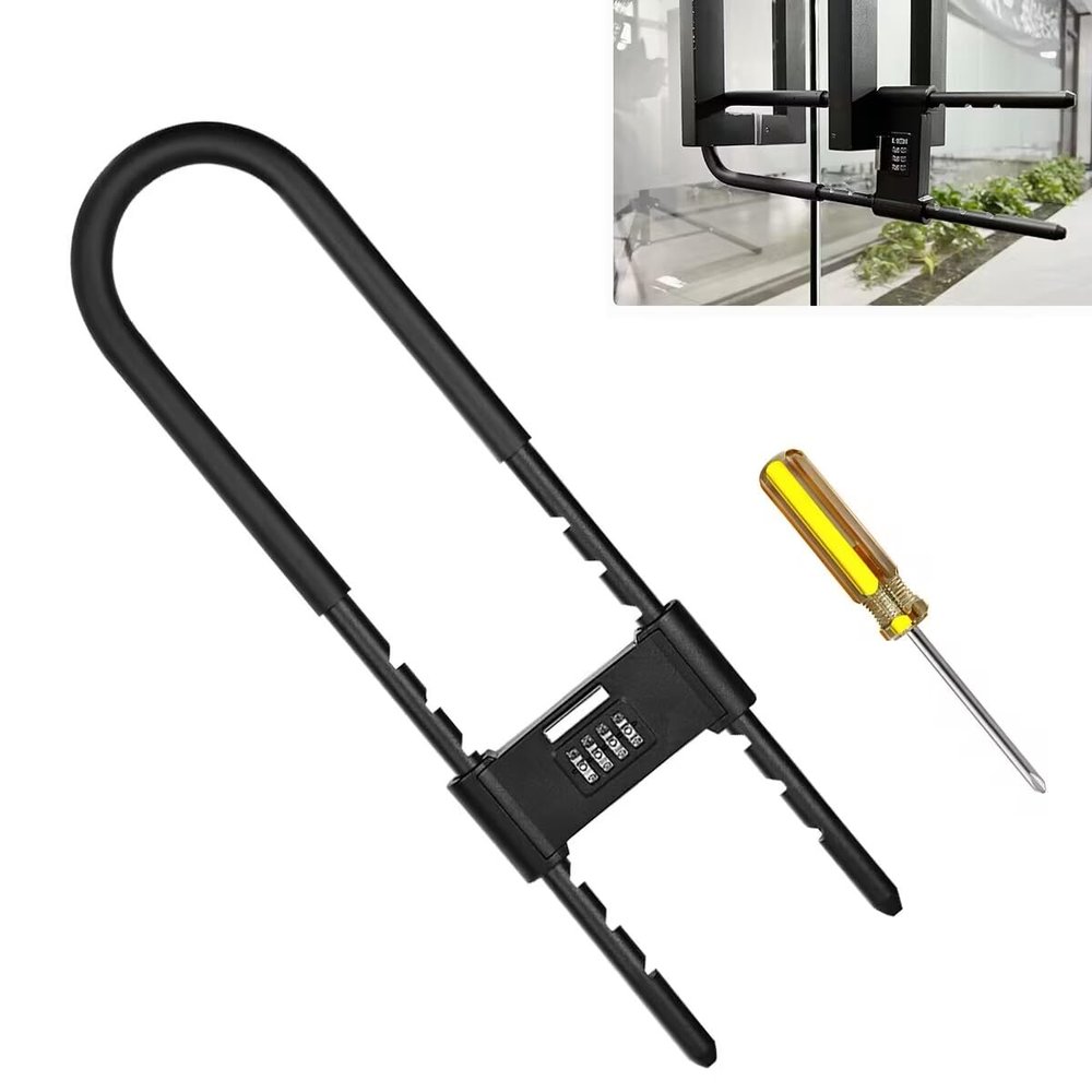 HESHANGWL Long Shackle Padlock -U-Lock-Bike Combo U-Lock - Four-Position Combination Padlock -with Adjustable Shackle - Suitable for Bicycles, e-Bikes, Mountain Bikes, Glass Doors, Black