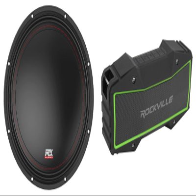 Audiosavings Bundle: (1) MTX 3510-04 10" 500 Watt Peak/250 Watt RMS SVC 4-ohm Car Audio Subwoofer Bundle with (1) Rockville ROCK EVERYWHERE Portable Bluetooth Speaker/Waterproof/Wireless Link (2 Item)