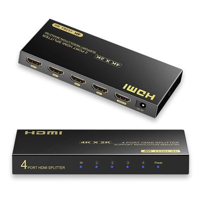 diaogenlee HDMI Splitter 1 in 4 Out, UltraHD 1x4 hdmi Splitter Support 4K@60Hz, 1080P and 3D, Compatible with Xbox PS3/4 Roku Blu-Ray Player