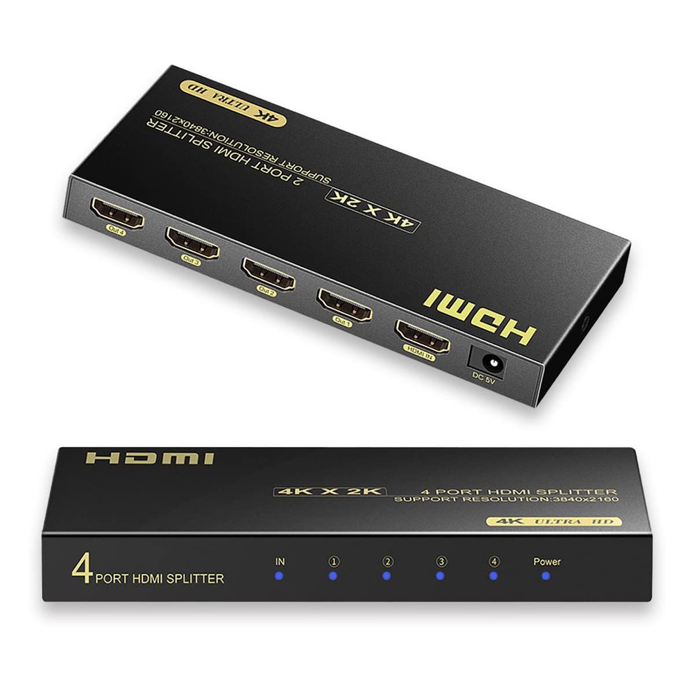 diaogenlee HDMI Splitter 1 in 4 Out, UltraHD 1x4 hdmi Splitter Support 4K@60Hz, 1080P and 3D, Compatible with Xbox PS3/4 Roku Blu-Ray Player