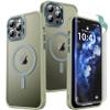 RFUNGUANGO for iPhone 13 Pro Max Case Compatible with Magsafe, with 2X Tempered Glass Screen Protector, 2X Camera Lens Protector, 360 Full Body Shockproof Heavy Dropproof, Interurban Gray view 1