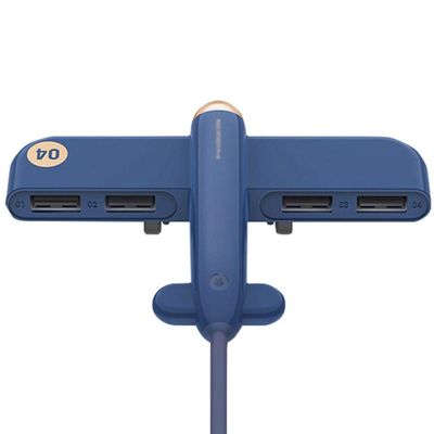 USB Splitter One for Four Docking Hub, USB 2.0 Expander 4-Port Data Hub Multi-Function Extender (Color : Blue)