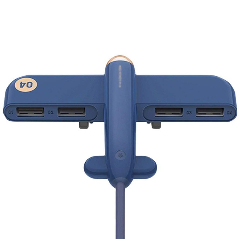 USB Splitter One for Four Docking Hub, USB 2.0 Expander 4-Port Data Hub Multi-Function Extender (Color : Blue)