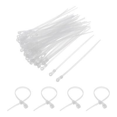 MECCANIXITY 500Pcs 6 Inch 40 Lbs Mounting Head Cable Zip Ties with Screw Hole Self-Locking Nylon Cable Tie 0.14" Wraps for Cord Management, White