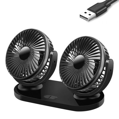 GRABLOOM Dual-Head Electric Fan Portable Car Vehicle Fan Vehicle Mounted USB Fan Strong Wind Desk Fan for Vehicles SUV Boats Vehicle-Mounted Fan, Black
