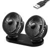 GRABLOOM Dual-Head Electric Fan Portable Car Vehicle Fan Vehicle Mounted USB Fan Strong Wind Desk Fan for Vehicles SUV Boats Vehicle-Mounted Fan, Black view 1