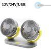 GRABLOOM Dual-Head Electric Fan Portable Car Vehicle Fan Vehicle Mounted USB Fan Strong Wind Desk Fan for Vehicles SUV Boats Vehicle-Mounted Fan, Black view 3