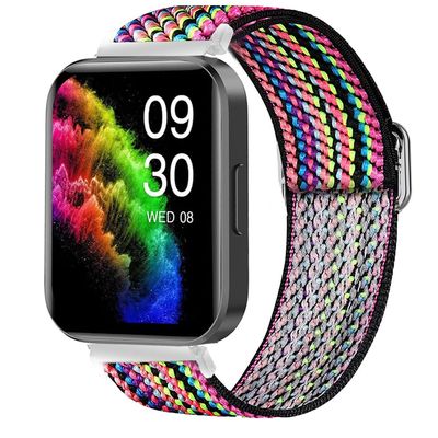 Compatible for RUIMEN Smart Watches Bands, Lamshaw 22mm Stretch Elastics Nylon Adjustable Replacement Strap Accessories for Men & Women Compatible for RUIMEN D1 1.85" Smart Watches (Aztec Style Rainbow)