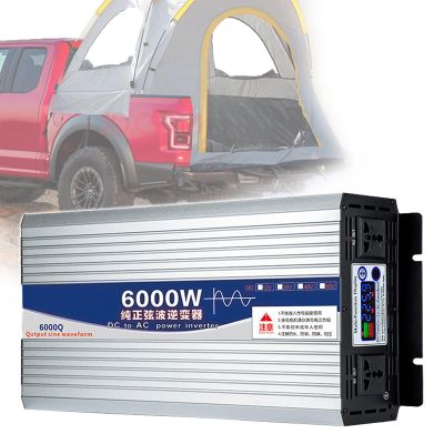 Power Inverter Pure Sine Wave,12V/24V/48V/60V/72V DC to 220V AC,Car Inverter,with Cooling Fans,Peak Power 5000W,6000W,for Vehicles Hot Water Kettles Refrigerato,6000W-12V