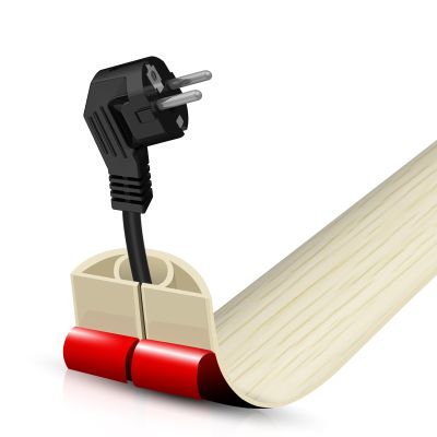 Floor Cord Cover Self Adhesive Cord Hider,3.3FT Cable Management, Extension Strip Protector for Wires, Prevent Cable Trips for Offices, Gyms, Exhibitions Cavity:0.39"(W) x 0.27"(H) Yellow Wood