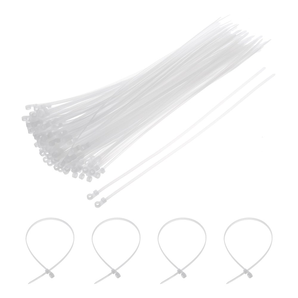 MECCANIXITY 250Pcs 12 Inch 48 Lbs Mounting Head Cable Zip Ties with Screw Hole Self-Locking Nylon Cable Tie 3/16" Wraps for Cord Management, White