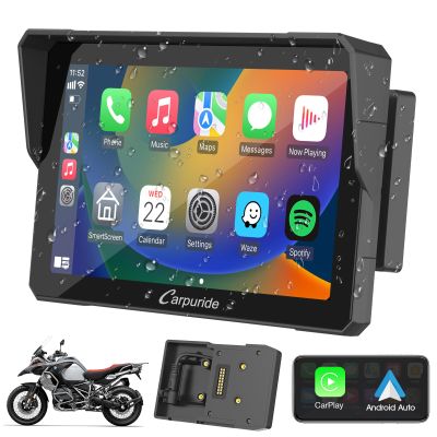 Carpuride W702B Motorcycle Carplay Screen for BMW R1200GS R1250GS S1000XR Motorcycle, 7 inch Waterproof Touchscreen, Portable Carplay/Android Auto GPS Navigation for Motorbike, Dual Bluetooth
