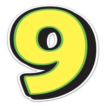 Giant Magnetic Numbers 10" 16" - Bright Yellow with Green Border - .024 Magnetic Material for Mailbox Number, Vehicle Numbers, Garage Door Address Signs, Metal Surface Signage, Number 9 - Pack of 1