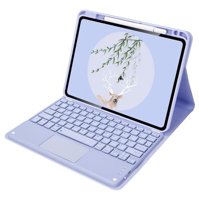 Lemore Keyboard Case with Pencil Holder for iPad Pro 11(4th/3rd/2nd/1st Gen),Rechargeable Keyboard Touchpad for iPad Air 5th 4th Gen(2022/2020),Stand Tablet Cover,Detachable Keyboard (Purple)