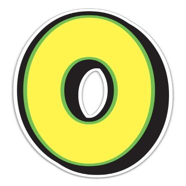 Magnetic Number 0 Sign 10" x 16" Yellow with Green Border - Pack of 4