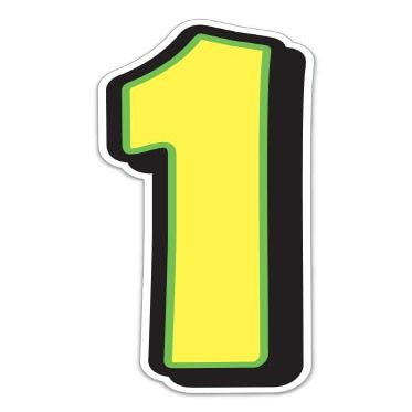 Giant Magnetic Numbers 10" 16" - Bright Yellow with Green Border - .024 Magnetic Material for Mailbox Number, Vehicle Numbers, Garage Door Address Signs, Metal Surface Signage, Number 1 - Pack of 1