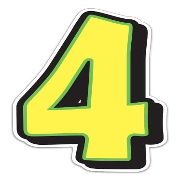 Magnetic Number 4 Sign 10" x 16" Yellow with Green Border - Pack of 3