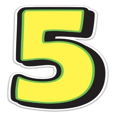 Magnetic Number 5 Sign 10" x 16" Yellow with Green Border - Pack of 4