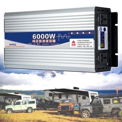Auto Pure Sine Wave Inverter,5000W 6000W Voltage Converter, DC 12V/24V/48V/60V/72V to AC 220V,Color Screen Display,Efficient Power Inverter,for Car RV Boat,6000W-48V