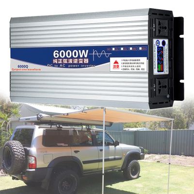 12V/24V/48V/60V/72V to 220V Voltage Converter,Pure Sine Wave Inverter 5000W/6000W,Car Inverter,with Cooling Fansfor Household Travel Camping Rv Emergency,6000W-12V