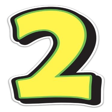 Magnetic Number 2 Sign 10" x 16" Yellow with Green Border - Pack of 4