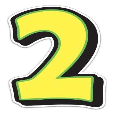 Magnetic Number 2 Sign 10" x 16" Yellow with Green Border - Pack of 4